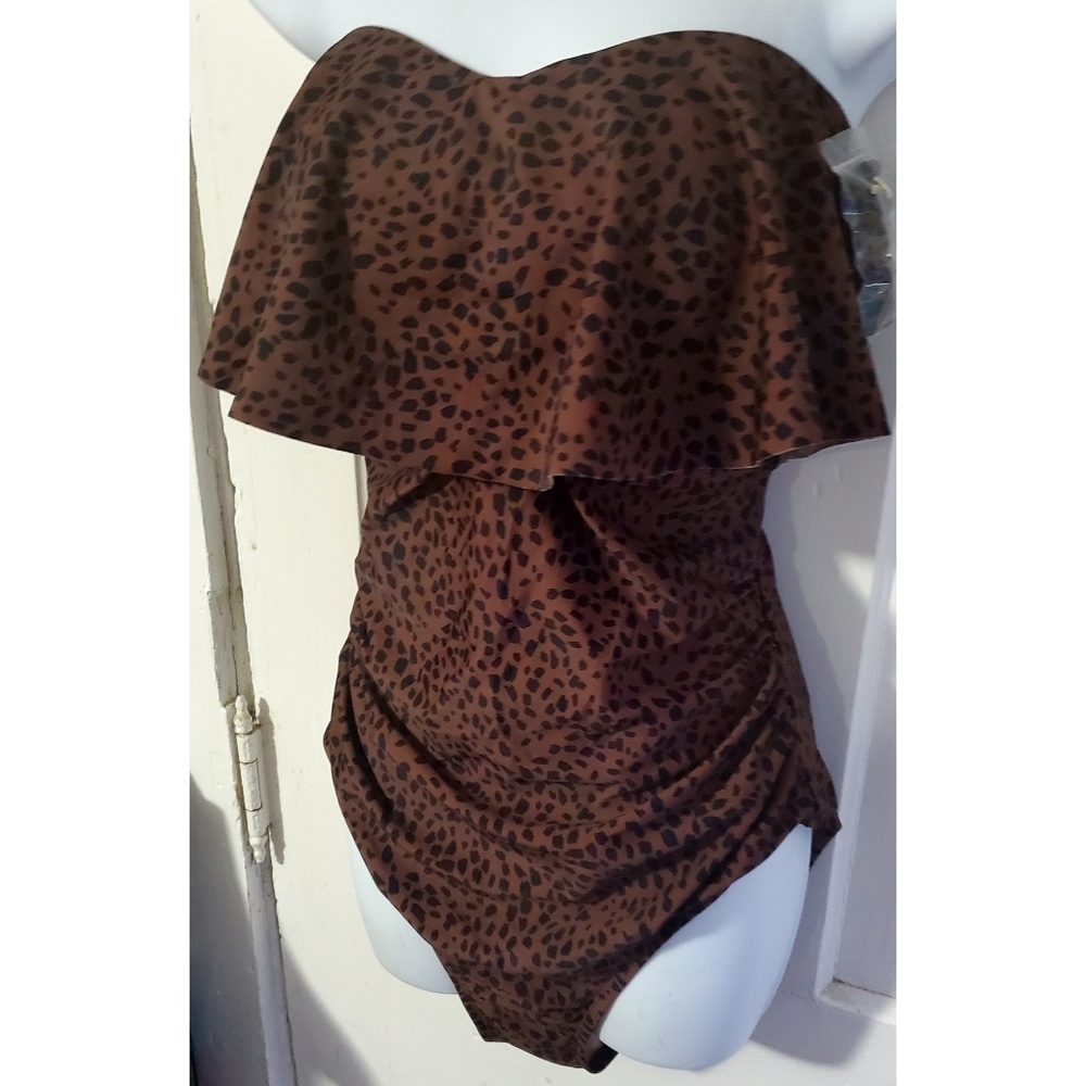 NEW Kona Sol Bandeau Flounce High Coverage One Piece Swimsuit - Picture 5 of 16
